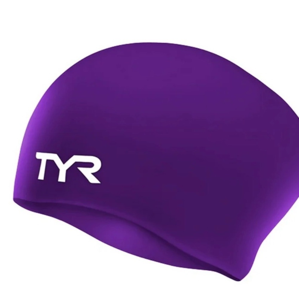 TYR Deep Purple Silicone Swim Cap for Long Hair